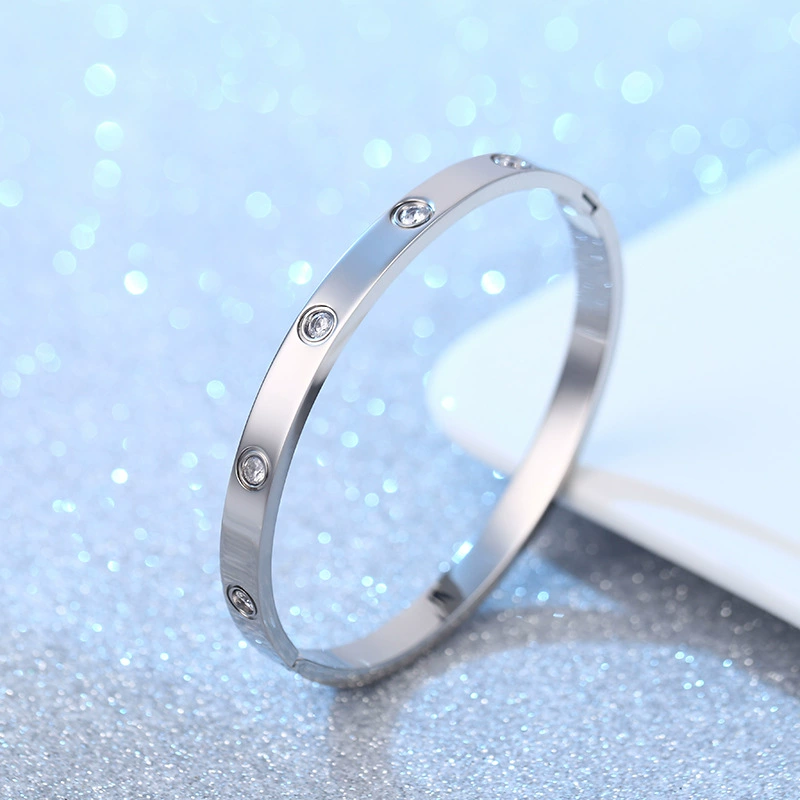 Браслет из нержавеющей стали с покрытием розовым 18K, европейский стиль, индивидуальная модная аксессуара