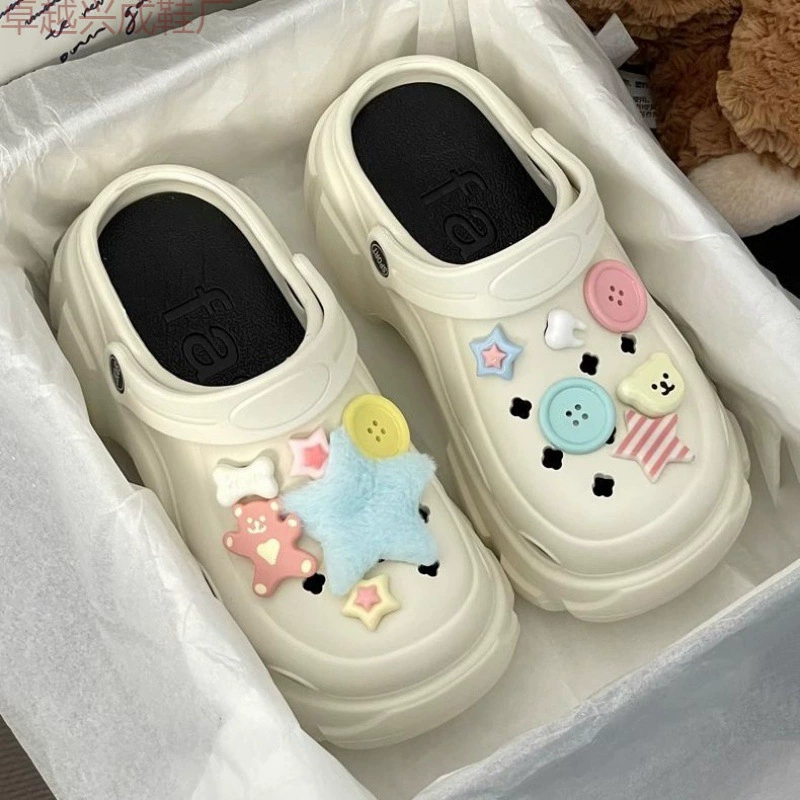 Увеличение допаминовых пещерных туфель на толстой подошве женская носить милые нескользкие пляжные сандалии летом