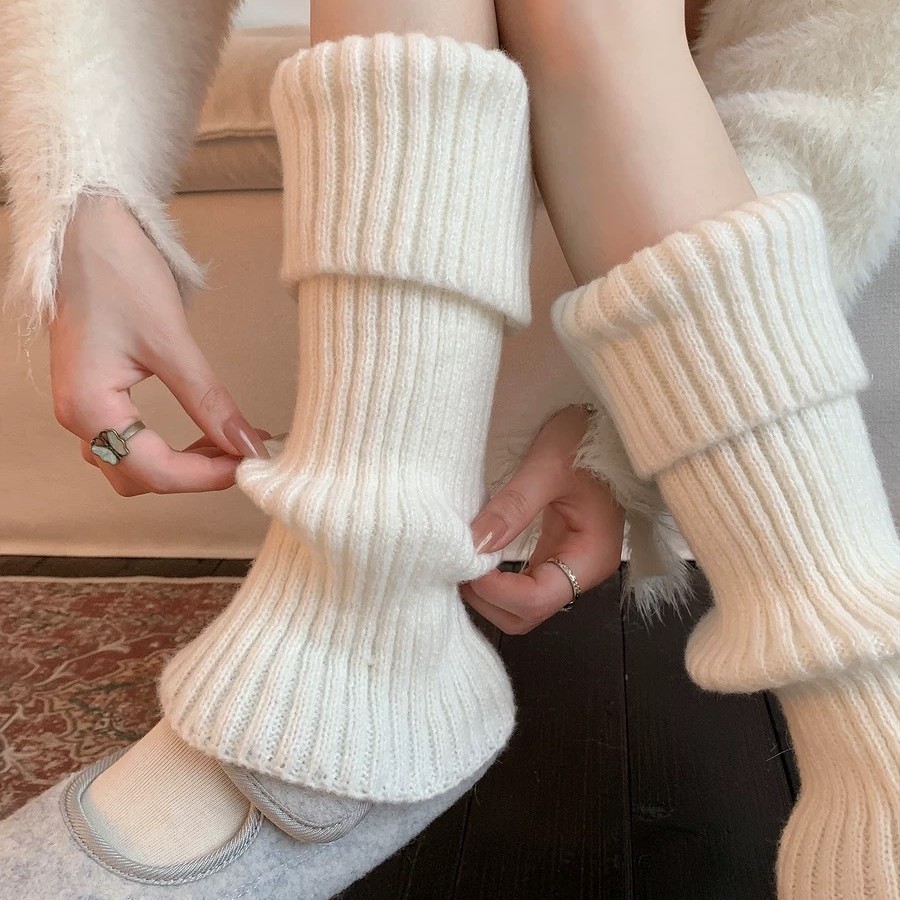 羊毛袜套袜子女秋冬保暖显瘦针织堆堆袜日系Y2K配雪地靴JK小腿袜