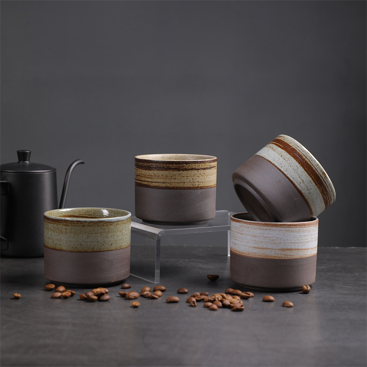 Vintage Minimalist Ceramic Espresso Cup Set For Afternoon Tea_voghion.com