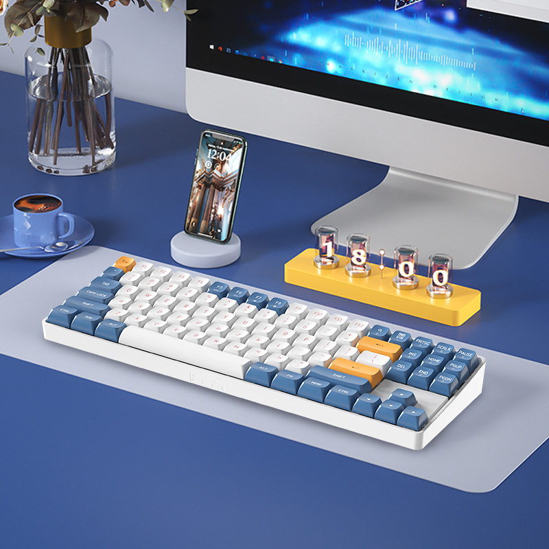 愛国者a87無線機械キーボード充電式全キー無沖有線コンピュータオフィスゲーム青軸キーボード|undefined