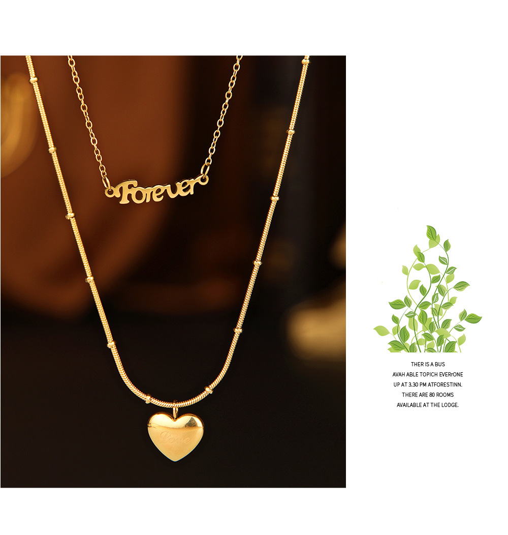 1 Piece Quantity Daily, Shopping Occasion Fashion Letter Heart Shape Titanium Steel Necklace 1 Piece