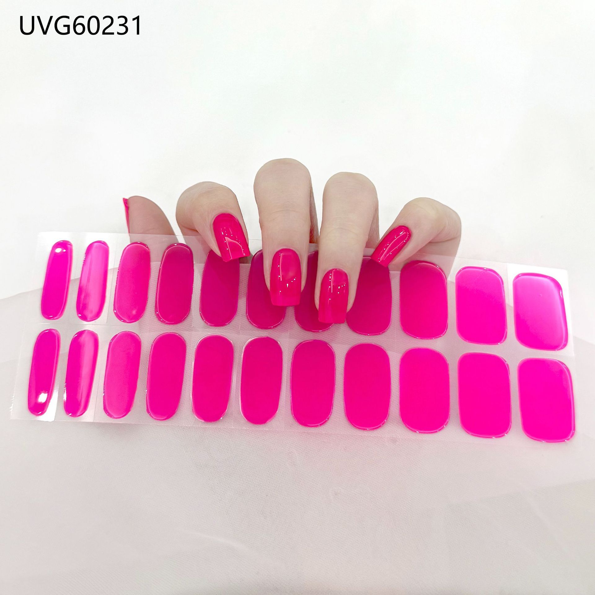 Pegatinas de uñas de gel UV transparentes efecto hielo, semicuradas, con lámina dorada, fototerapia, efecto película de aceite