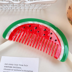 模擬スイカヘアコームアセテートコーム赤と緑のカラーマッチングポータブルストレートヘアコーム漫画子供用ヘアコーム女性用