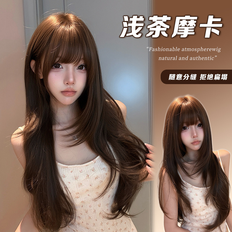 Er Ying wig is gentle and versatile for everyday use, Korean-style long curly hair, lolita full headpiece