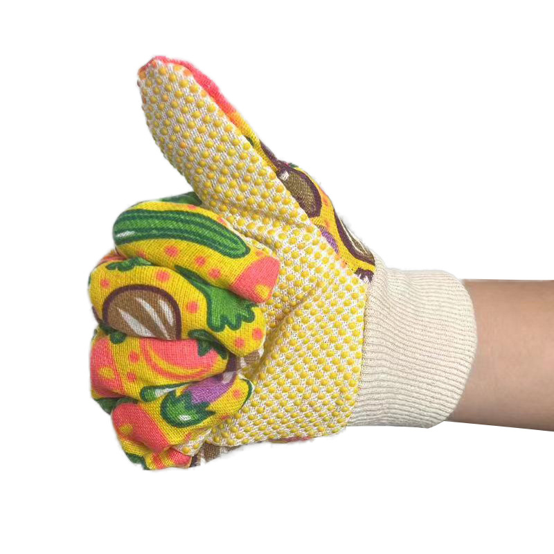 Mini grano trabajo protección laboral trabajadores jardinería jardín impresión punto terciopelo guantes de tela corta al por mayor