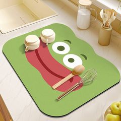 Fun Kitchen Countertop Drain Mat Dish Dryer Mat Wine Tea Bar Absorbent Cup Mat Wash-Free Heat Insulating Mat Cute