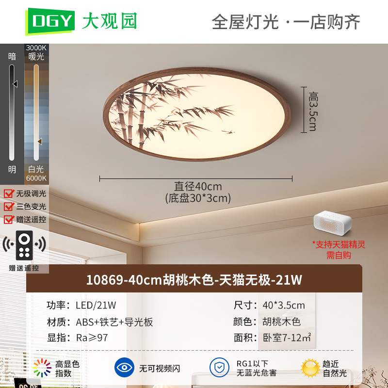 Luz de techo de la sala de estar de estilo antiguo estilo Song estética protección de los ojos bambú ambiente retro creativo toda la casa paquete de lámpara 263L