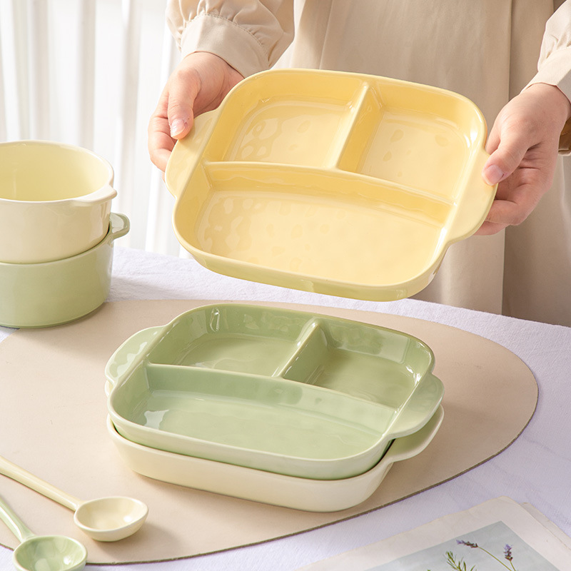 Inswind Plato de cerámica nuevo tipo 211 plato de cerámica de tres grasa plato de cerámica de plato para adultos una sola mesa