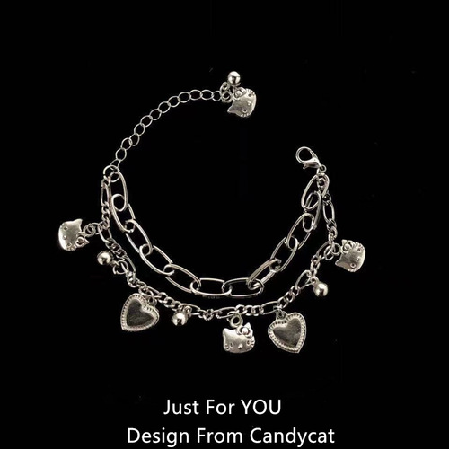 Japanese cat ins style bracelet love girl hot girl lolita soft girl double layer bracelet bestie couple gift