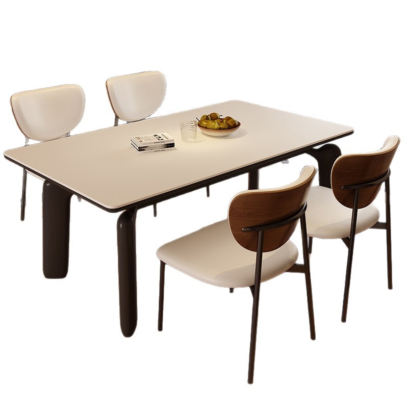 Mesa de comedor de roca de soporte completo, mesa de comedor y silla, combinación doméstica, pequeña casa, retrógrada, simple y moderna mesa de comedor