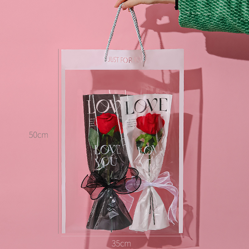Día de San Valentín arreglo floral bolsa ramo impermeable bolsa de embalaje única tienda de flores material de embalaje bolso de La Flor bolsa transparente