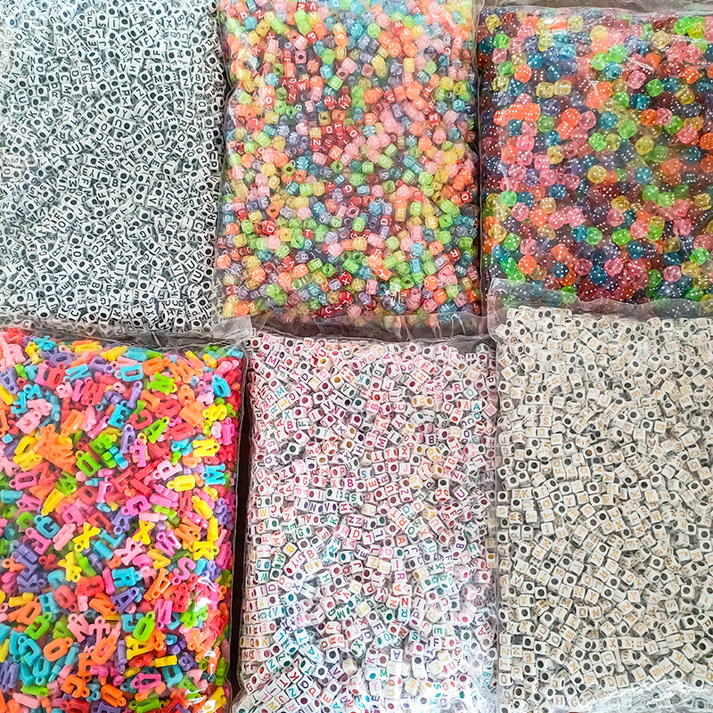 Cuentas acrílicas transfronterizas niños puzzle cuentas DIY material de mano collar pulsera cuentas de color de forma especial image 3