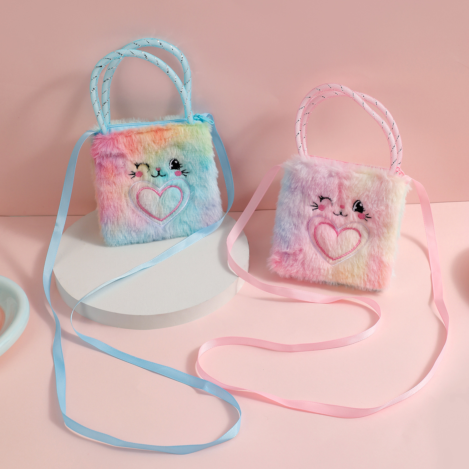108g Weight Zipper Closure Type Single Shoulder Strap Strap Type Crossbody Bag Bags Type Daily, Shopping Occasion Plush Material Bow Knot Pattern All Seasons Season Girl'S Gender Cute Style Square Shape Small Size Girl'S Small Plush Bow Knot Cute Square Zipper Crossbody Bag 12