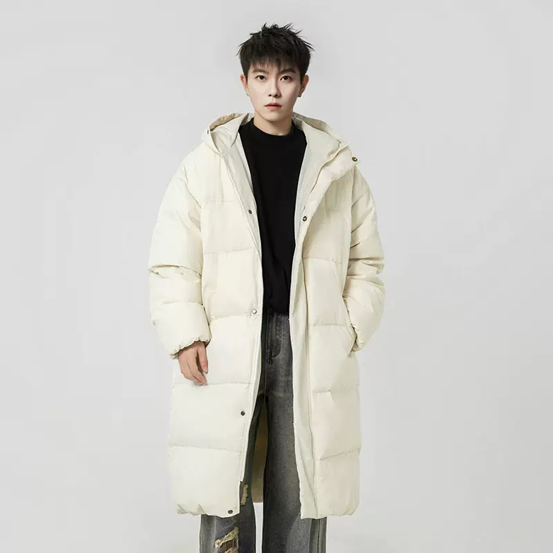 加厚保暖中长款保暖棉服男冬季防泼水潮牌连帽棉衣过膝棉袄外套q