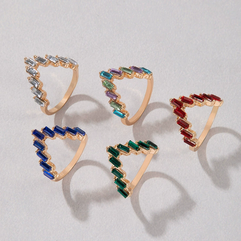 Партия модное кольцо с gemstone с цирконом, градиент, европейский стиль
