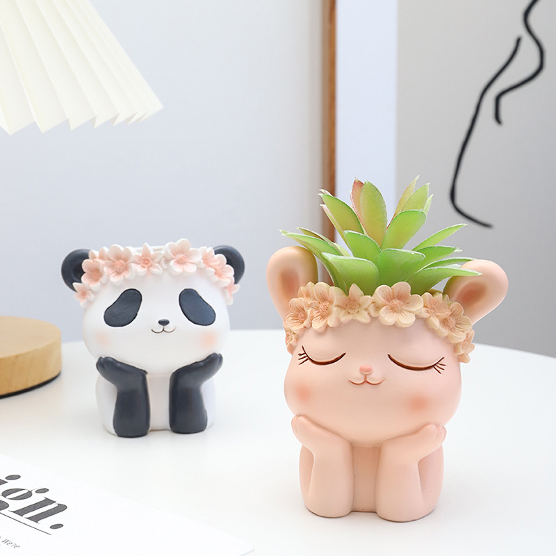 Chậu Cây Resin Chậu cây mọng nước hình động vật resin, chậu mini để bàn, tiểu cảnh sân vườn (RG-73)