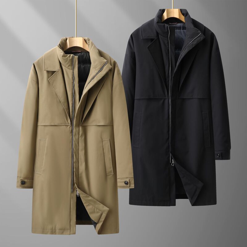 Fat plus size Loose Vertical Collar Down Jacket Men's Pike Mid-length Men's Winter Thickened Cold-proof Down Coat