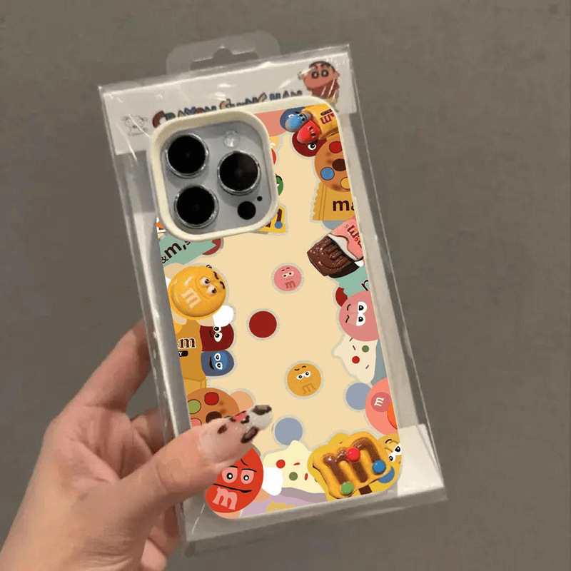 可爱M豆表情适用苹果15PROMAX手机壳iPhone14小众13荔枝纹12软壳x|undefined