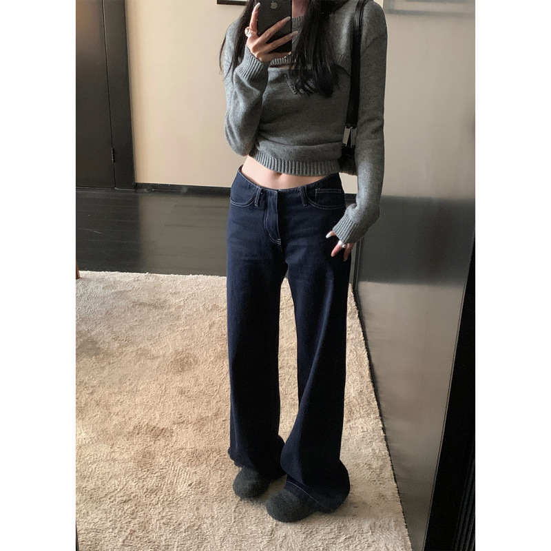 Ouyang 11/2220 Point 【Treasure Bella】 Straight-Leg Jeans Loose Wide-Leg Pants Raw Denim