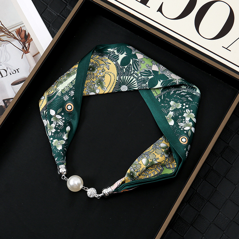 Nuevo clásico retro blanco y negro onda francesa punto de succión hebilla correa de cabello bufandas perezosas multipropósito temperamento collar clavícula hebilla