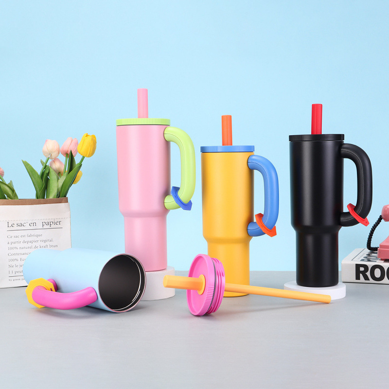 夏日多巴胺手柄汽车杯304不锈钢真空大容量户外便携保温杯冰霸杯