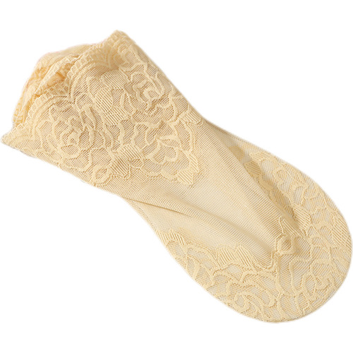 Lace stocking girl floral edge mid-calf sock spring and autumn version cotton sole Instagram trendy black summer thin breathable short sock