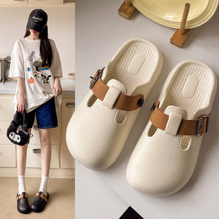 Bocken shoes women's 2024 new summer retro Baotou sop thick-soled lazy shoes outside wear niche casual sandals wholesale