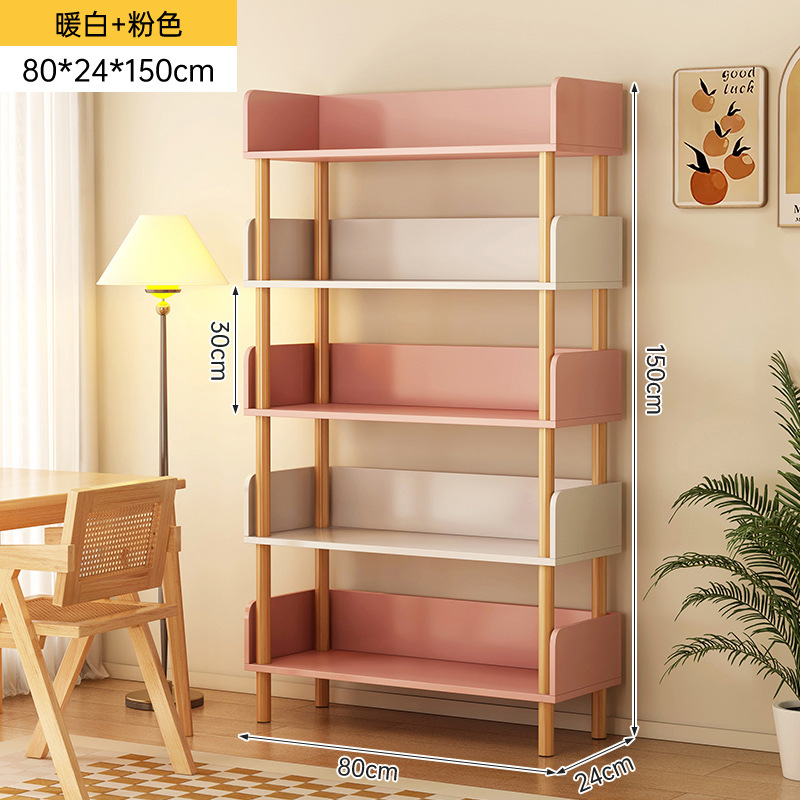 Estante de libros estante de almacenamiento integrado contra la pared estante de almacenamiento de madera maciza estante de lectura multicapa para estudiantes domésticos