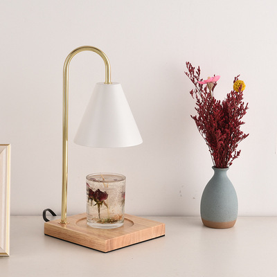 香薰燈融蠟燈香氛精油熔化蠟燭融燭燈臥室床頭木質小夜燈氛圍台燈