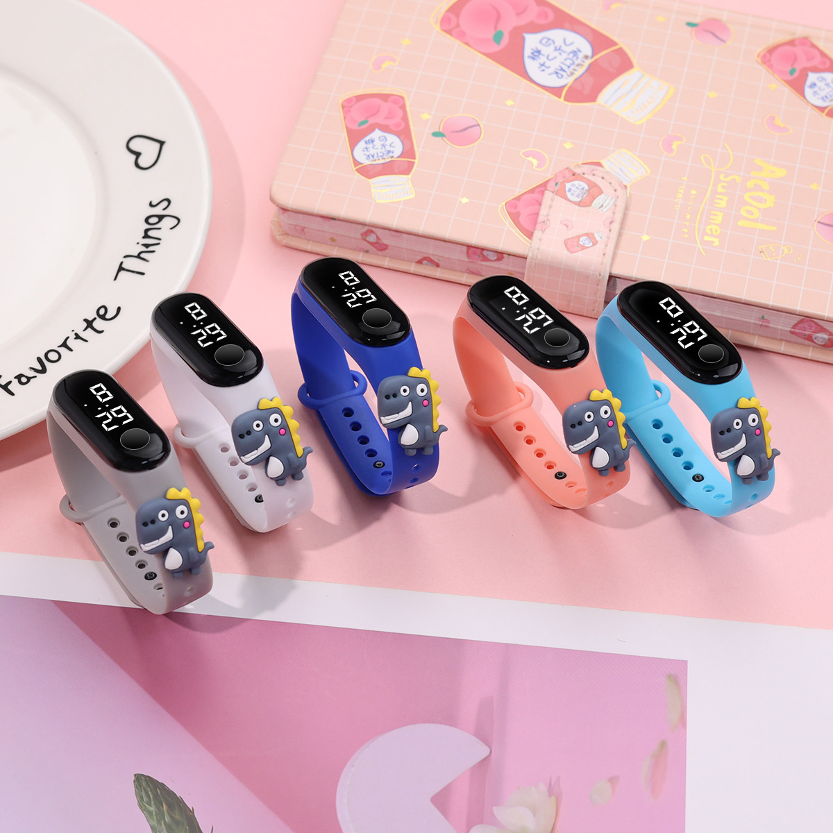 New Cute Dinosaur Doll Watch for Primary School Students, Simple Cartoon Fashion Touch Waterproof Sports Electronic Watch Wholesale