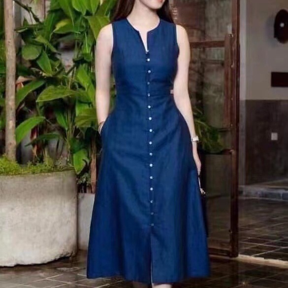 Amazon Cross-Border 2022 Summer New Fashion Elegant Dress Slimming Look Solid Color Skirt Wholesale