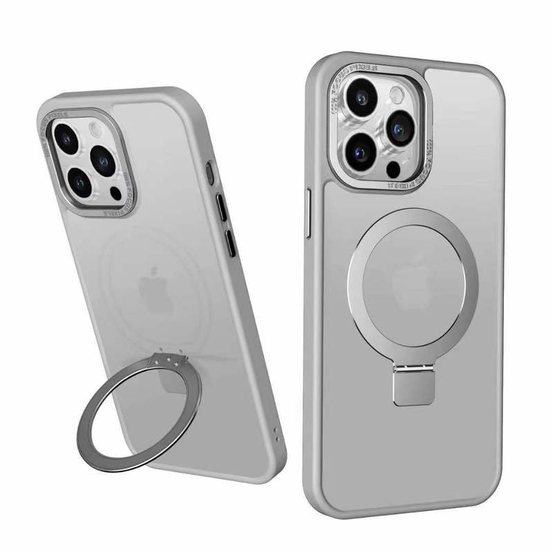 适用iPhone17大孔支点壳苹果16promax半透雾面磨砂磁吸支架肤感壳|undefined