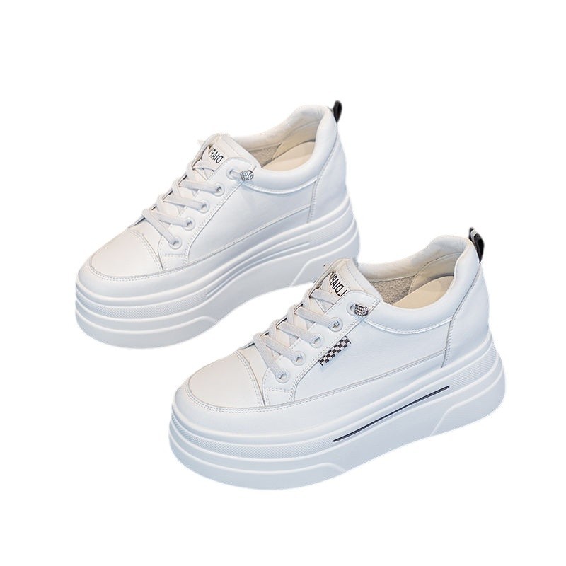 Soft Sole Platform White Women's Shoes Autumn Fall Breathable Thick Sole Miniature Low Heel Casual Sports Shoes
