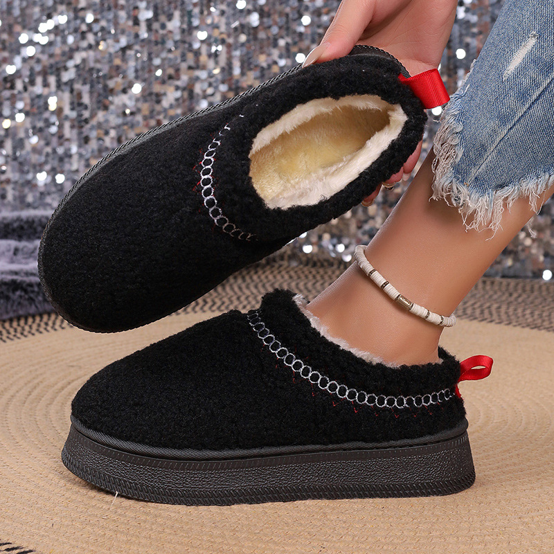 Vastag talpú báránygyapjúból készült, szélálló, téli, baotou félpapucs, női, új, csipkés, gyapjas, hótaposós, pamut papucs_voghion.com