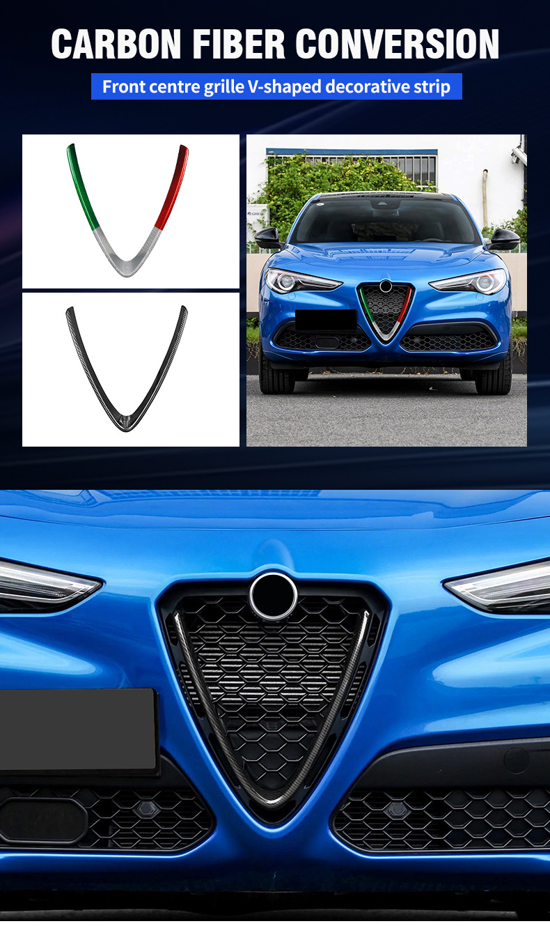 Cross-Border Suitable for Alfa Romeo Juliet Real Carbon Fiber Grille Decorative Stickers Exterior Modification Decorative Stickers