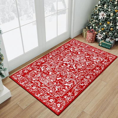 Quick-Drying Foot Mat Entrance Wear-Resistant | Avtomobil döşəmə paspasları - 0813-classic-christmas-7-4060cm-crystal-velvet