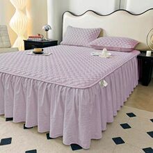 四季款裙式床罩单件纯色加厚夹棉防尘床单保护套三件套防滑防尘罩