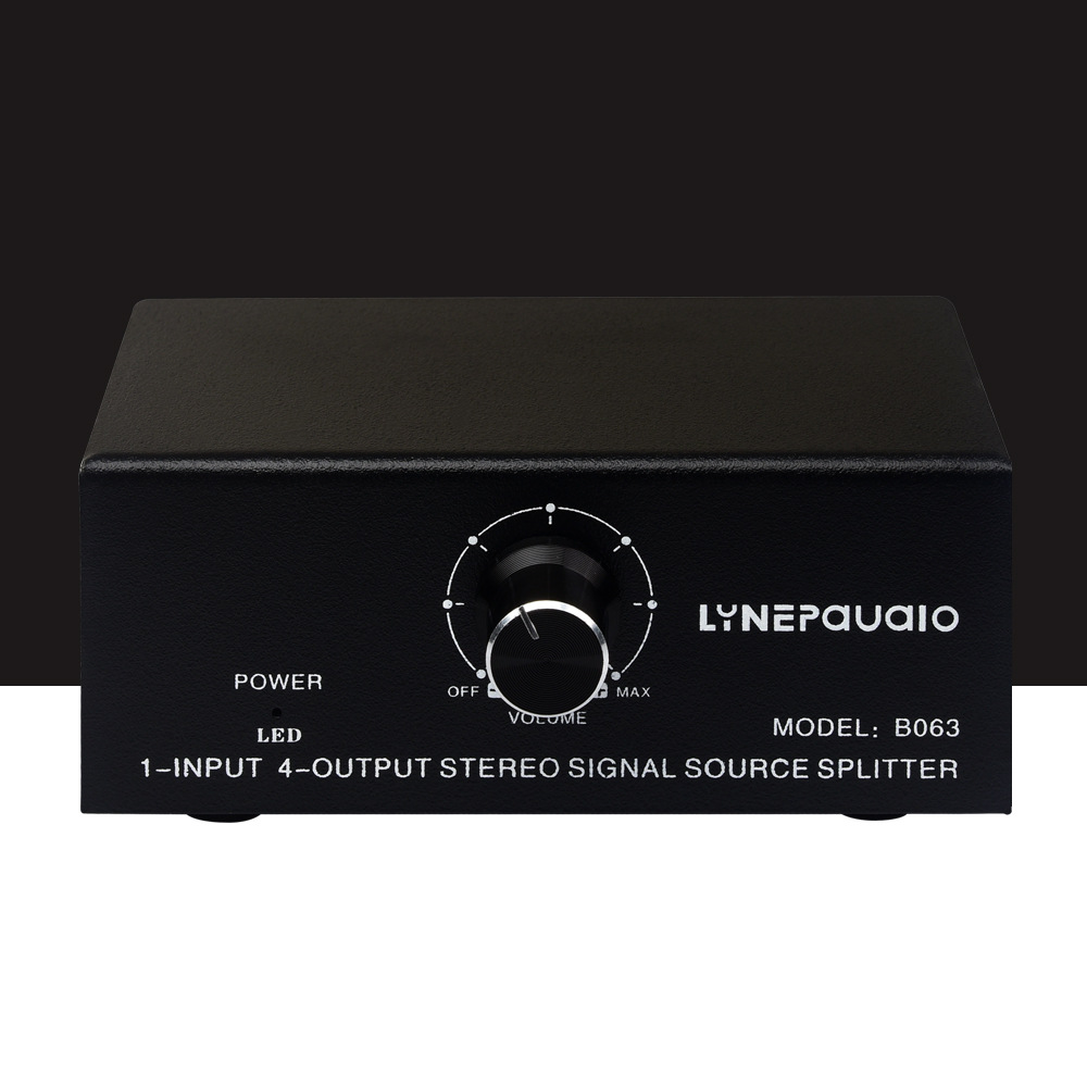 Mini 1 en 4 audio estéreo distribuidor de señal USB5V fuente alimentación sin pérdida salida RCA interfaz