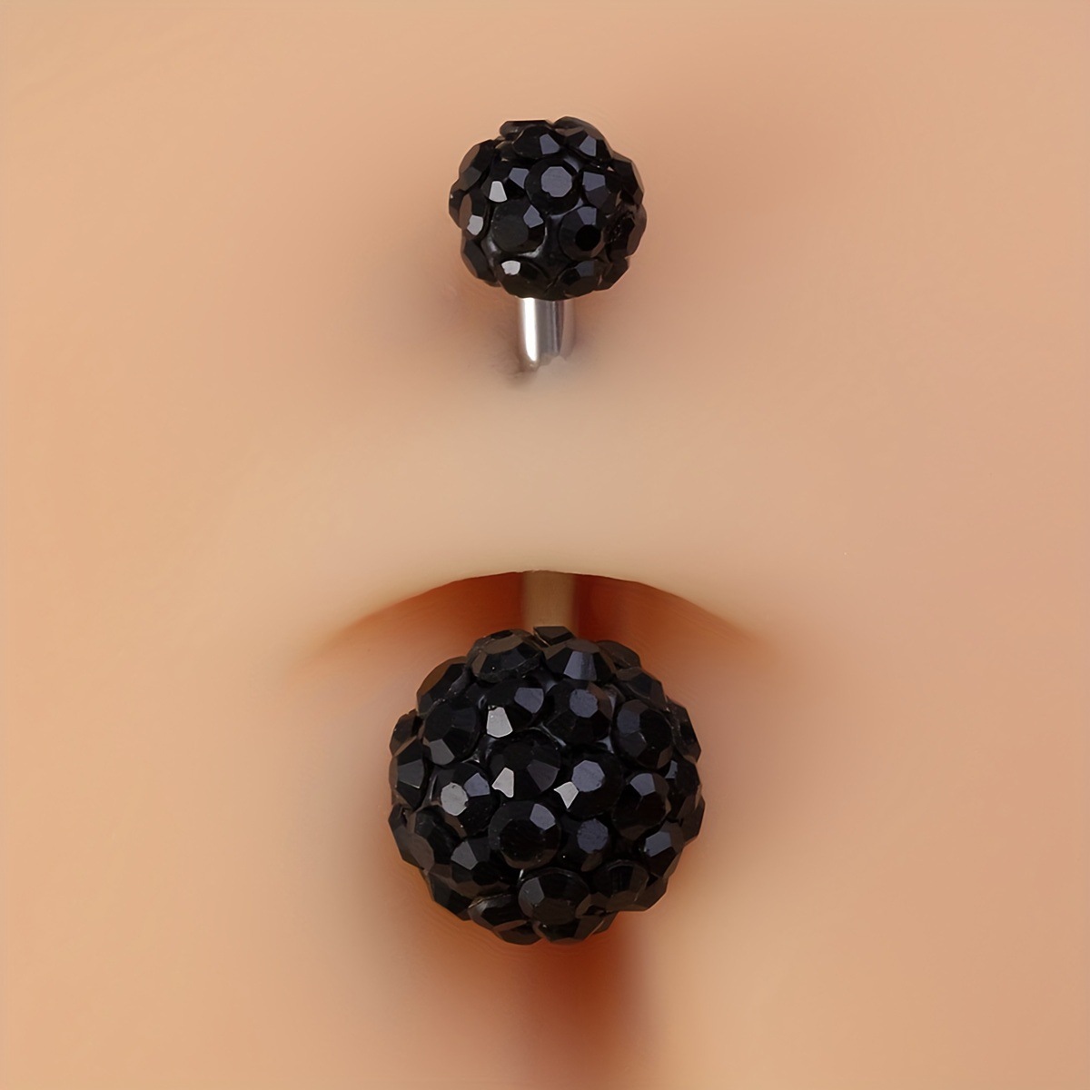 Rhinestone Belly Button Ring With Starburst Design In Steel_voghion.com