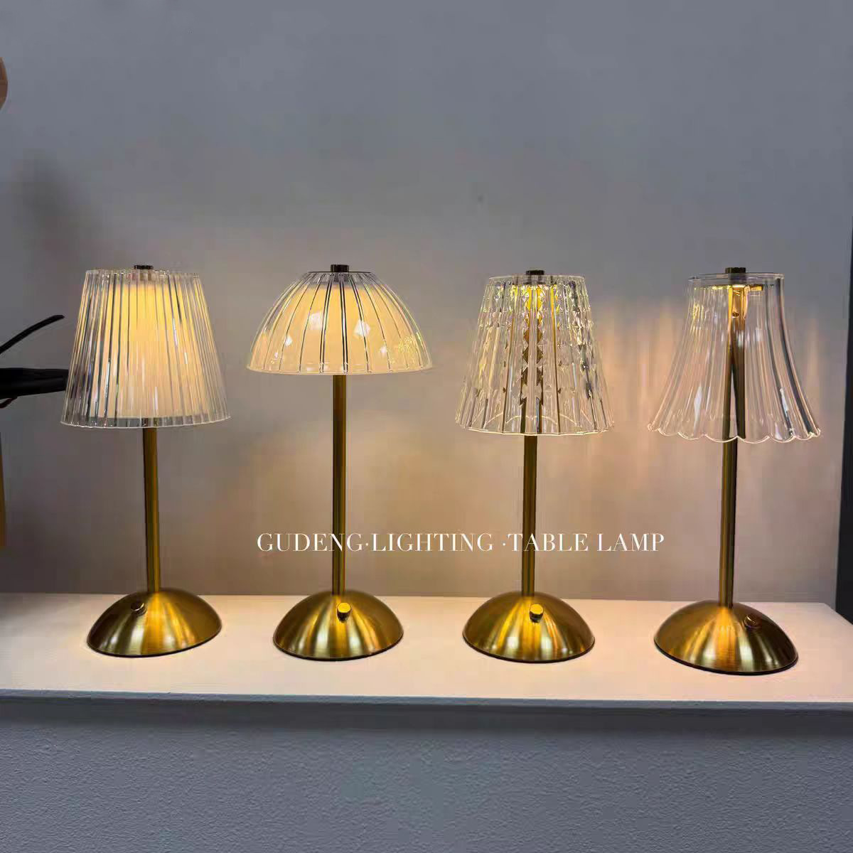 Crystal Retro Table Lamp Cross-Border Export Bedroom Bedside Lamp Light Luxury Atmosphere Lamp Bedside Lamp Rechargeable Night Light