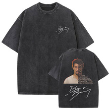 Washed Vintage Rapper Bad Bunny Face Graphic T-shirt DeBi