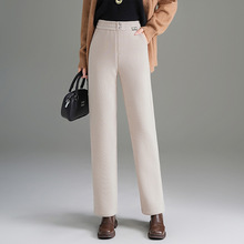松紧腰毛呢休闲九分裤遮胯显瘦锥形裤2025年冬款时尚高腰哈伦裤女