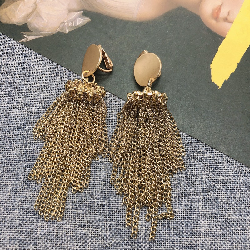 Vintage Gold Metal Chain Tassel Earrings display picture 7