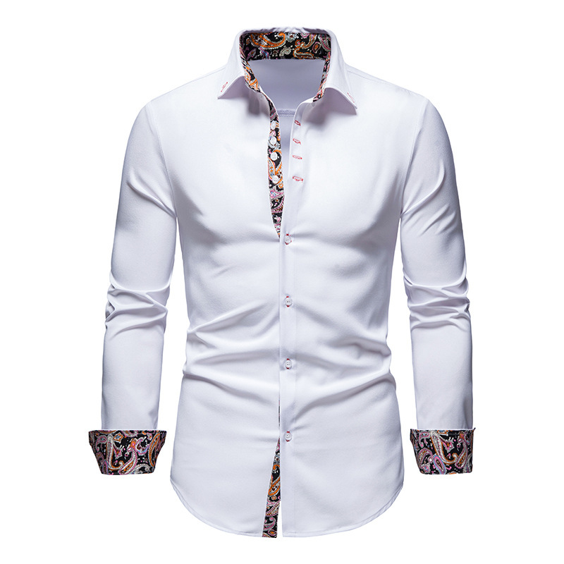 Men's Solid Color Patchwork Blouse Men's Clothing display picture 6