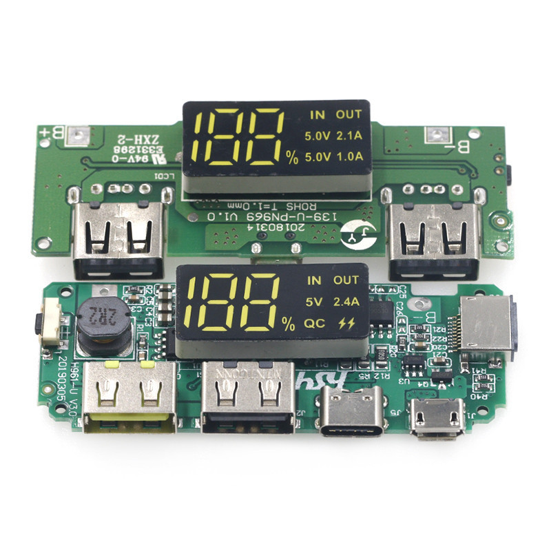 升压模块5V2.4A 2A 1A 双USB输出 18650锂电池数显充电模块带显示