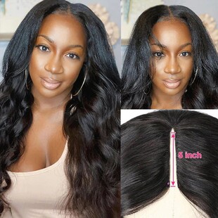 V part wig body wave human hair headgear