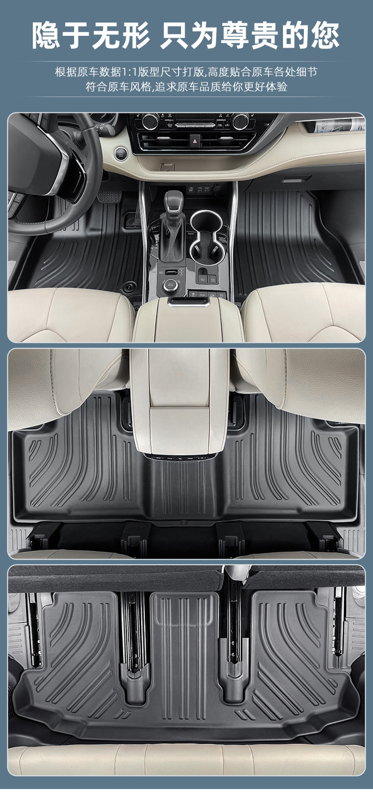 Suitable for 20-26 Models of Highlander/Crown Land Cruiser Car Floor Mats, All Tpe Floor Mats, Trunk Mat, Backrest Mat