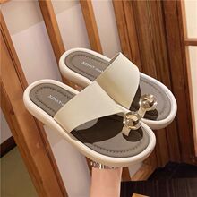 时尚百搭防滑沙滩休闲拖鞋2025年春夏季新款厚底浅口夹趾人字拖女