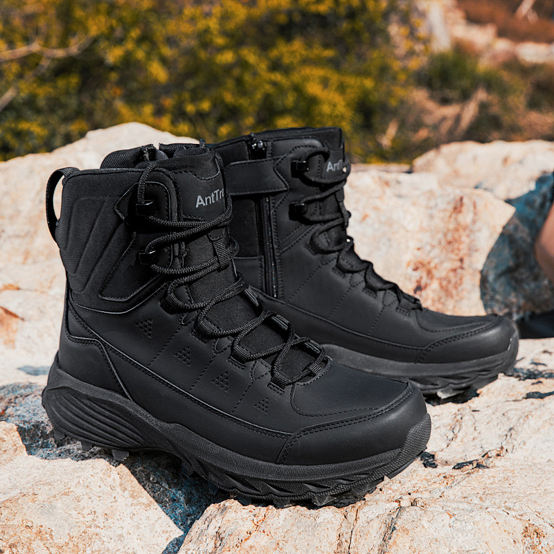 Scarponi da trekking impermeabili da uomo, scarponi da trekking alti con cerniera laterale, scarponi tattici militari antiscivolo per campeggio all'aperto, taglia grande_voghion.com